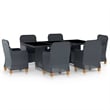Afuera Living Contemporary 7 Piece Outdoor Dining Set in Dark Gray