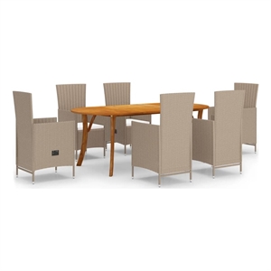 Afuera Living Contemporary Solid Wood Dining Set in Beige/Cream White