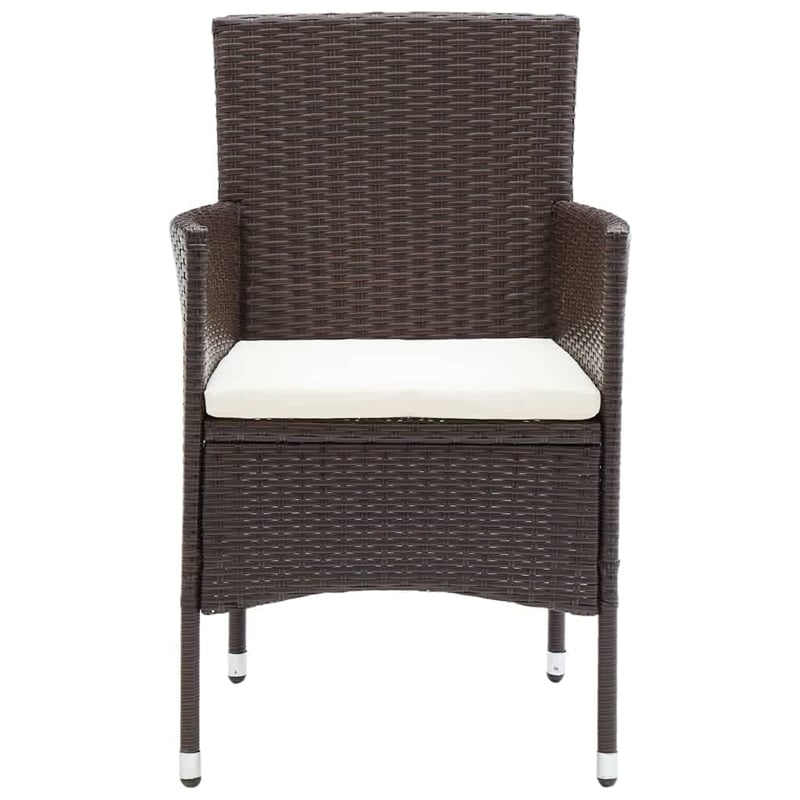 Afuera Living Contemporary Synthetic Poly Rattan Dining Set in Brown/Cream White