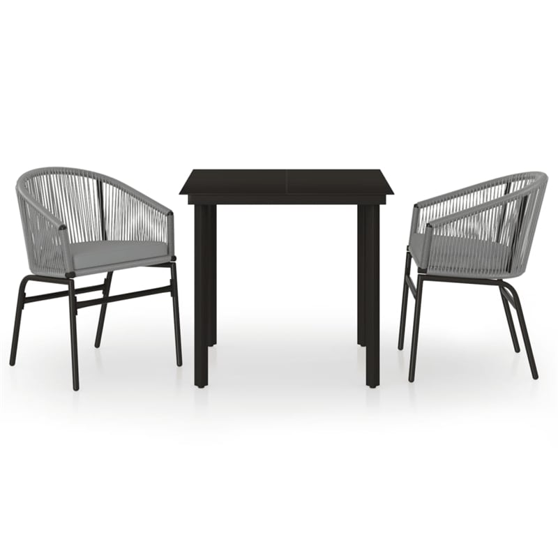 Afuera Living Metal Powder-Coated Steel Garden Dining Set in Black/Gray