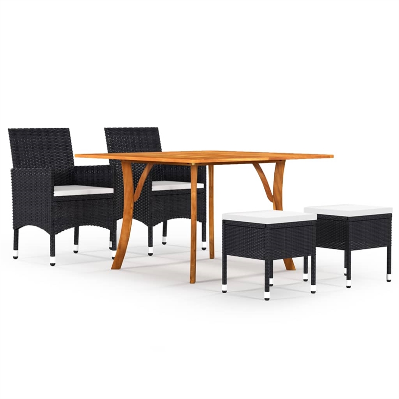 Afuera Living Contemporary Solid Wood Dining Set in Black/Cream White