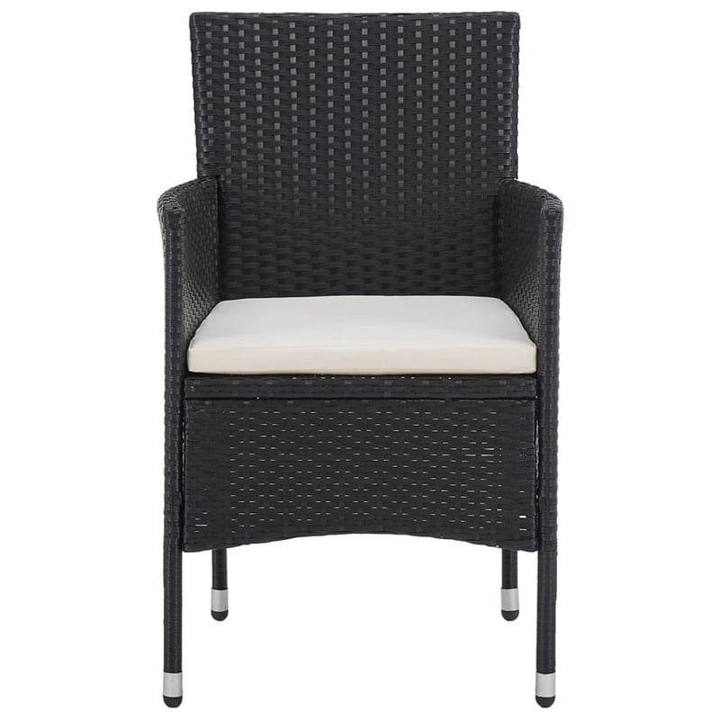 Afuera Living Contemporary Synthetic Poly Rattan Dining Set in Black/Cream White