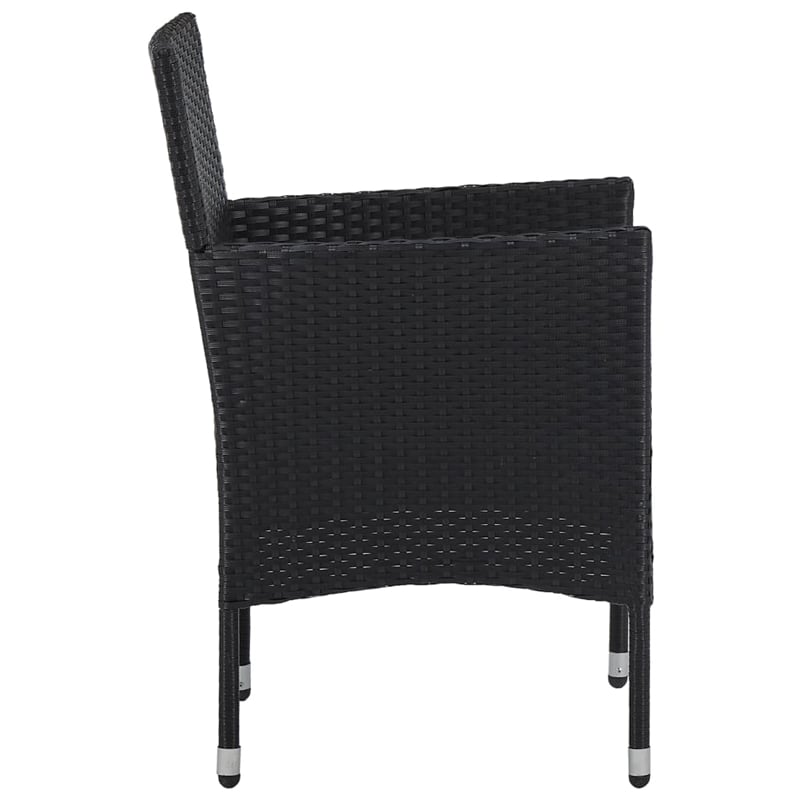 Afuera Living Contemporary Synthetic Poly Rattan Dining Set in Black/Cream White