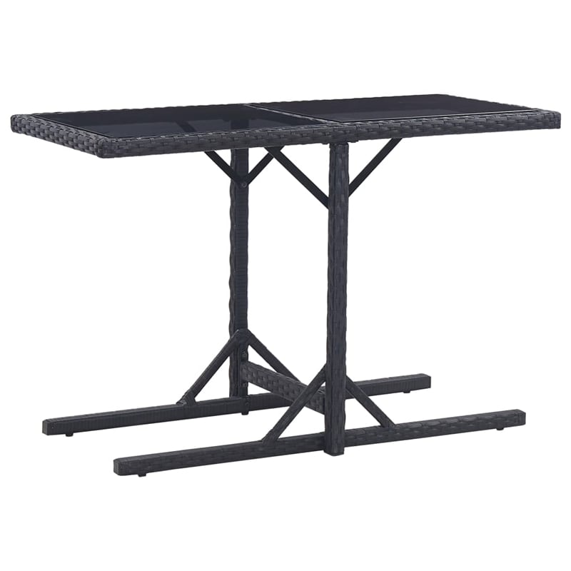 Afuera Living Contemporary Synthetic Poly Rattan Dining Set in Black/Cream White