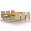 Afuera Living Contemporary Solid Wood Dining Set in Beige/Cream White