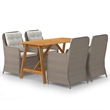 Afuera Living Contemporary Solid Wood Dining Set in Brown/Cream White