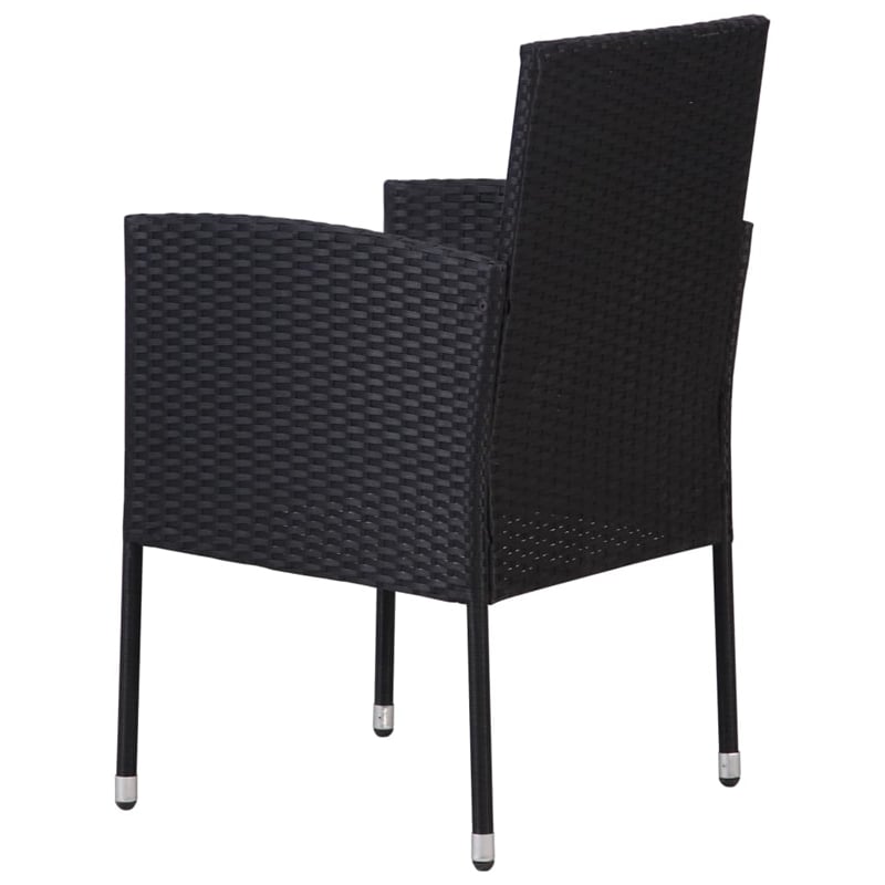 Afuera Living Contemporary Solid Wood Dining Set in Black/Cream White