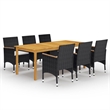 Afuera Living Contemporary Solid Wood Dining Set in Black/Cream White