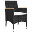 Afuera Living Contemporary Solid Wood Dining Set in Black/Cream White