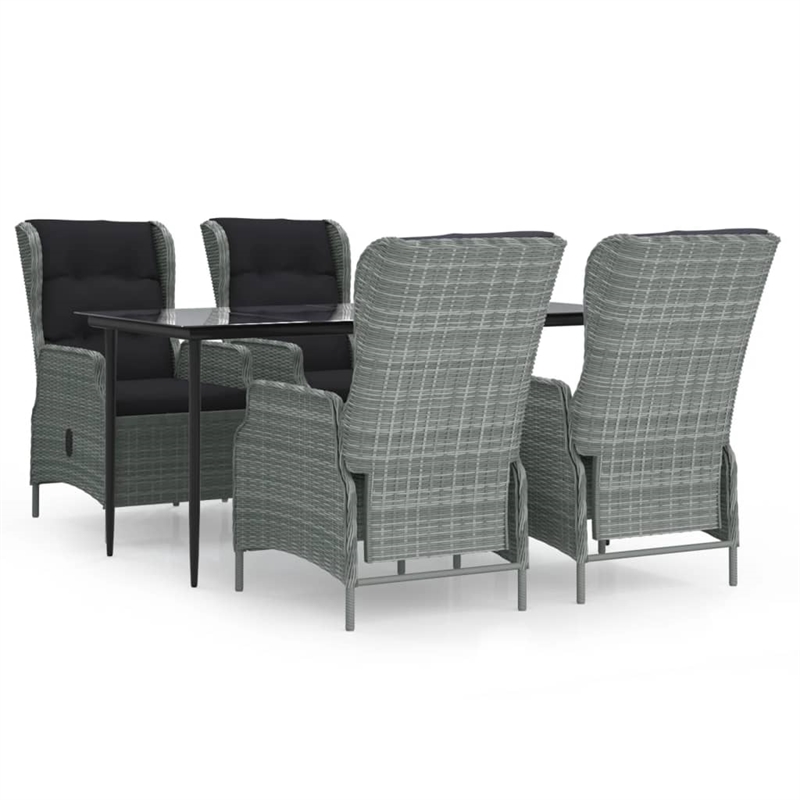 Afuera Living Contemporary 5 Piece Garden Dining Set in Light Gray