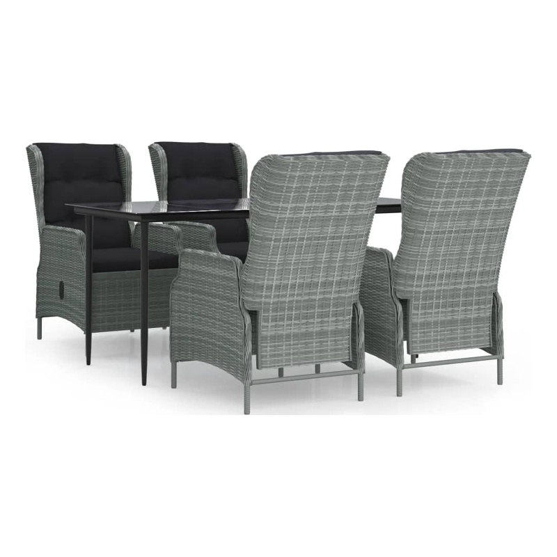 Afuera Living Contemporary 5 Piece Garden Dining Set in Light Gray
