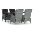 Afuera Living Contemporary 5 Piece Garden Dining Set in Light Gray