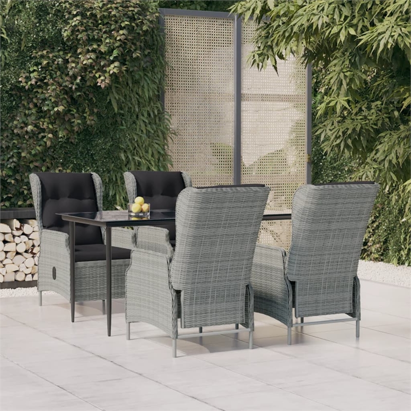 Afuera Living Contemporary 5 Piece Garden Dining Set in Light Gray