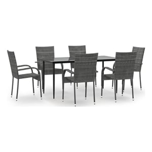 Afuera Living Contemporary 7 Piece Garden Dining Set in Gray/Black