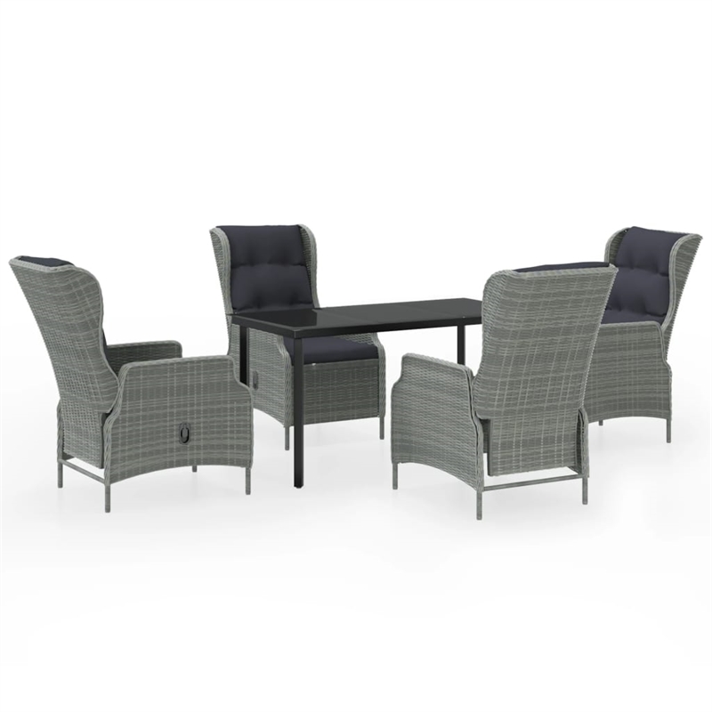 Afuera Living Metal Powder-Coated Steel Garden Dining Set in Light Gray