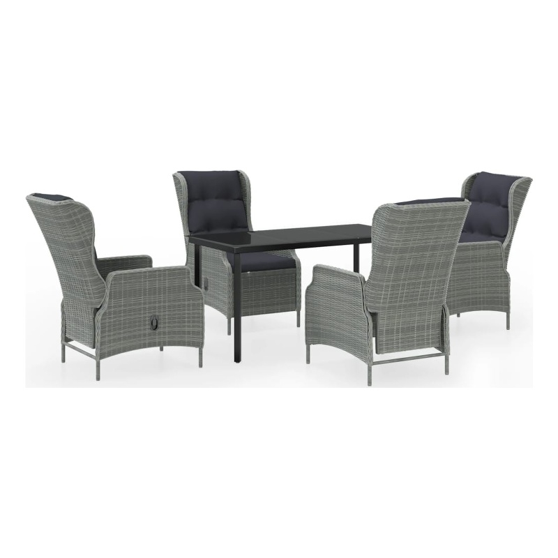 Afuera Living Metal Powder-Coated Steel Garden Dining Set in Light Gray