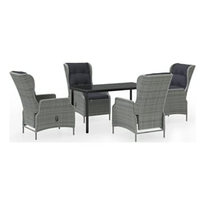 Afuera Living Metal Powder-Coated Steel Garden Dining Set in Light Gray