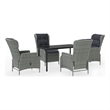 Afuera Living Metal Powder-Coated Steel Garden Dining Set in Light Gray