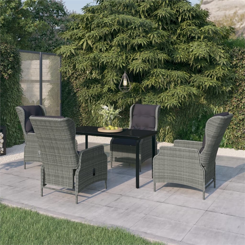 Afuera Living Metal Powder-Coated Steel Garden Dining Set in Light Gray