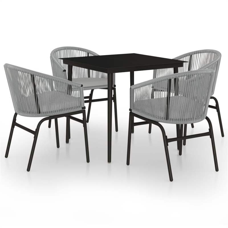 Afuera Living Metal Powder-Coated Steel Garden Dining Set in Black/Gray