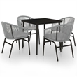 Afuera Living Metal Powder-Coated Steel Garden Dining Set in Black/Gray