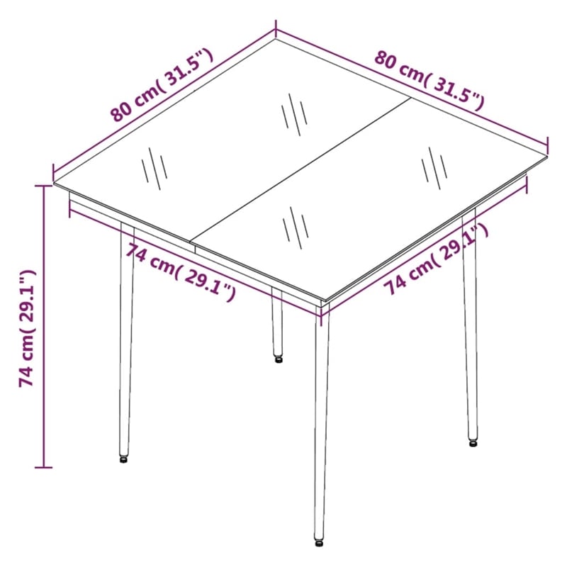 Afuera Living Metal Powder-Coated Steel Garden Dining Set in Black/Gray