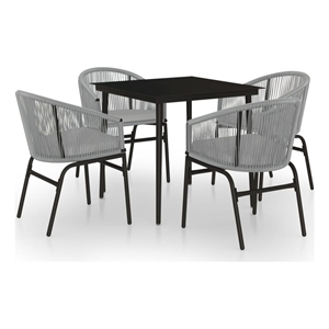 Afuera Living Metal Powder-Coated Steel Garden Dining Set in Black/Gray