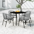 Afuera Living Metal Powder-Coated Steel Garden Dining Set in Black/Gray