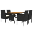 Afuera Living PE Rattan/Steel/Solid Acacia Wood Outdoor Dining Set in Black