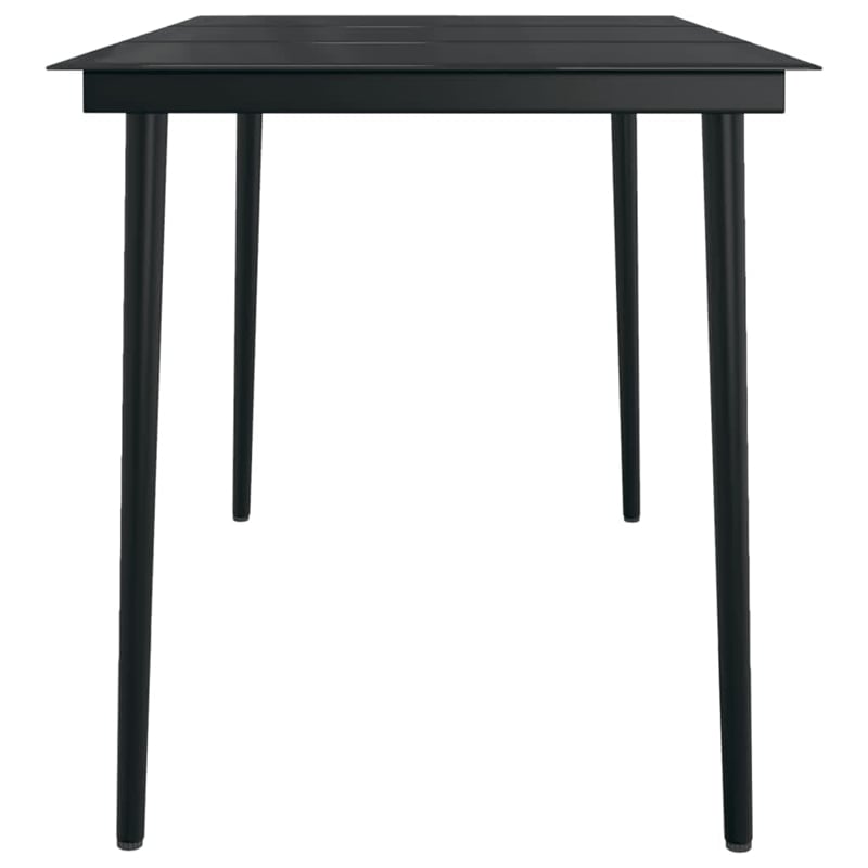 Afuera Living PE Rattan/Powder-Coated Steel/Glass Garden Dining Set in Gray