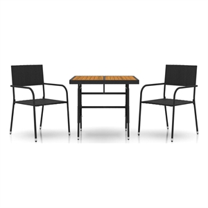 Afuera Living PE Rattan/Steel/Solid Acacia Wood Outdoor Dining Set in Black