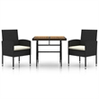 Afuera Living PE Rattan/Steel/Solid Acacia Wood Outdoor Dining Set in Black
