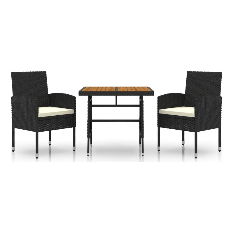 Afuera Living PE Rattan/Steel/Solid Acacia Wood Outdoor Dining Set in Black