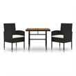 Afuera Living PE Rattan/Steel/Solid Acacia Wood Outdoor Dining Set in Black
