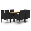 Afuera Living PE Rattan/Steel/Solid Acacia Wood Outdoor Dining Set in Black