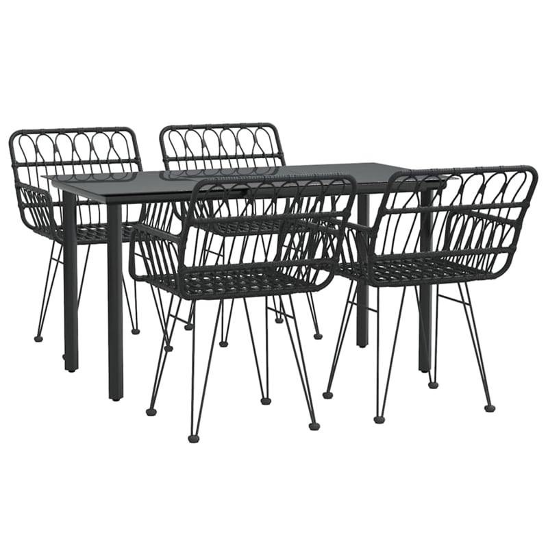 Afuera Living Polyethylene Rattan Medium Durable Garden Dining Set in Black