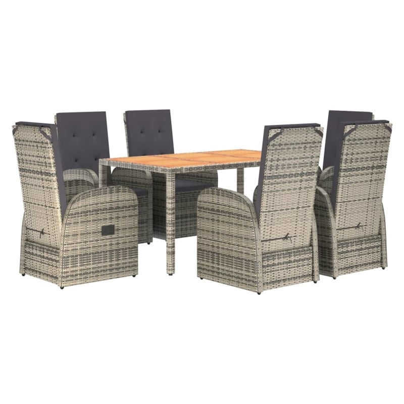 Afuera Living PE Rattan Large Adjustable Armrests Garden Dining Set in Gray