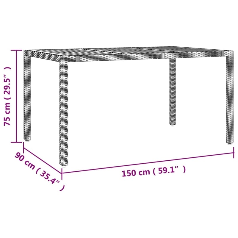 Afuera Living PE Rattan Large Adjustable Armrests Garden Dining Set in Gray