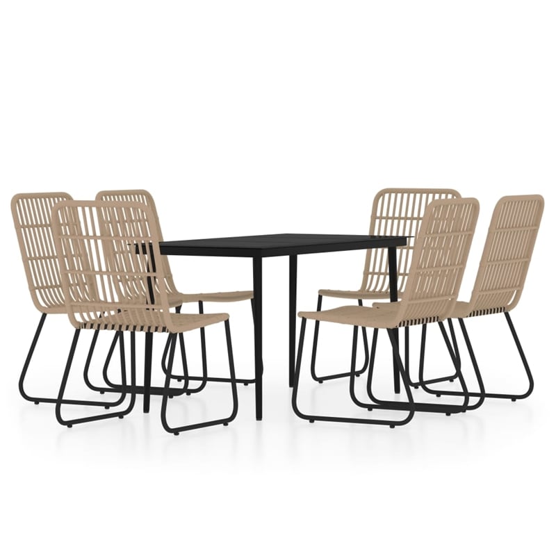 Afuera Living PE Rattan/Powder-Coated Steel 7 Piece Set Dining Set in Black