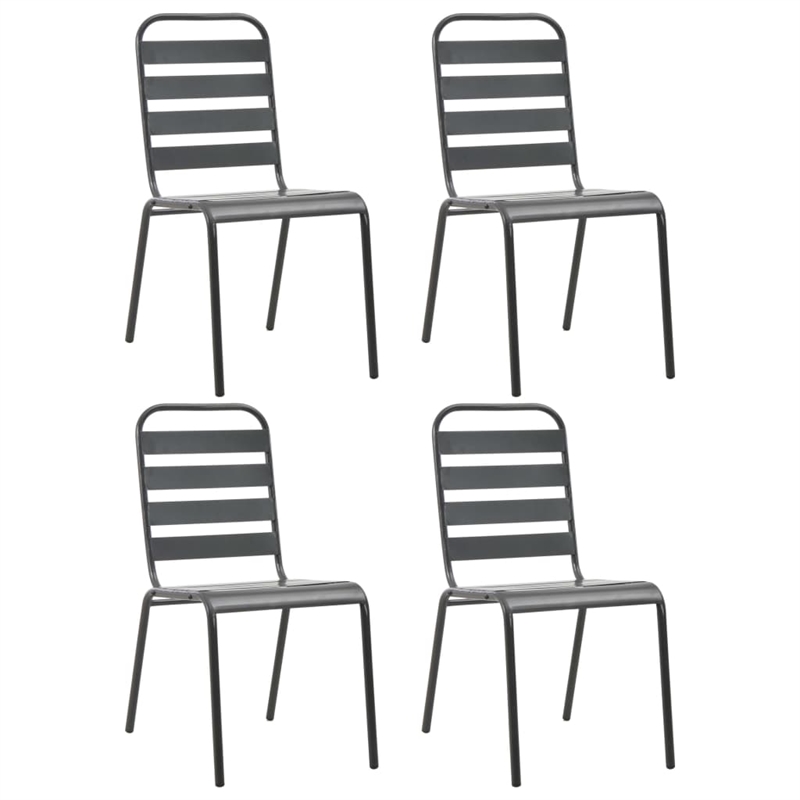 Afuera Living Steel With E-Coated and Powder-Coated Dining Set in Dark Gray