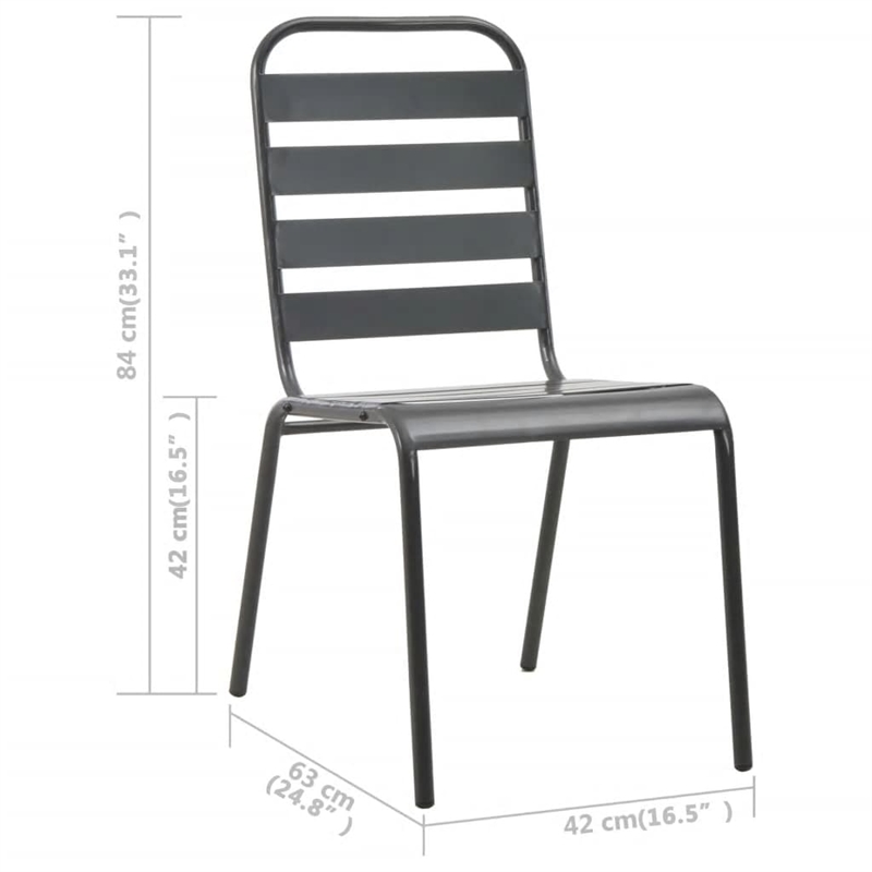 Afuera Living Steel With E-Coated and Powder-Coated Dining Set in Dark Gray