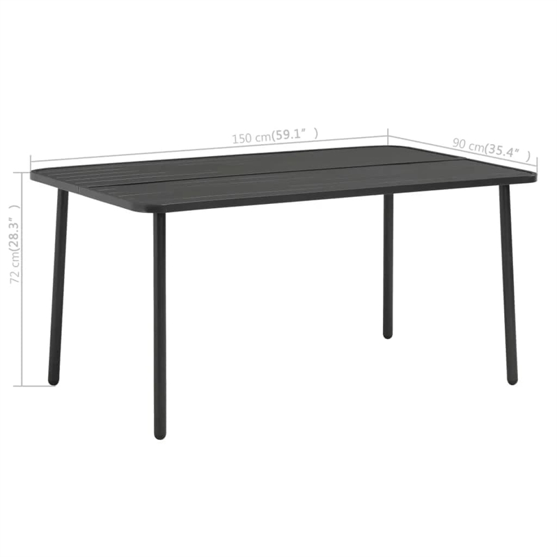 Afuera Living Steel With E-Coated and Powder-Coated Dining Set in Dark Gray