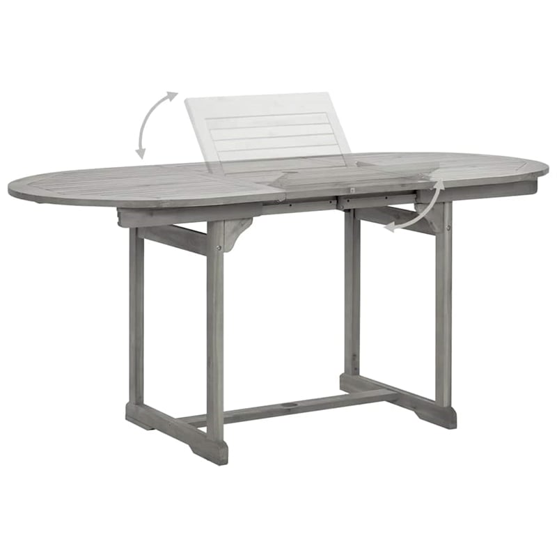 Afuera Living Solid Acacia Wood Medium Extendable Garden Dining Set in Gray