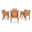 Afuera Living Contemporary Dining Set in Brown Solid Acacia Wood