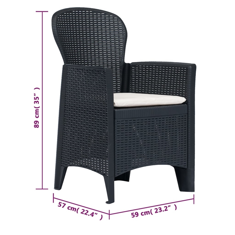 Afuera Living Outdoor Dining Set in Anthracite Plastic & Polyester Cushions