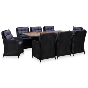 Afuera Living Outdoor Dining Set in Black Powder-Coated Steel