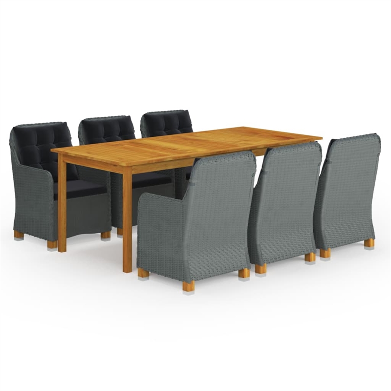 Afuera Living Contemporary Solid Wood Dining Set in Light Gray/Black