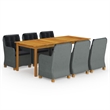 Afuera Living Contemporary Solid Wood Dining Set in Light Gray/Black