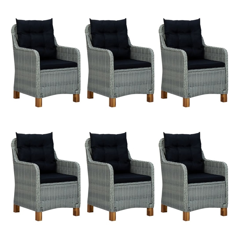 Afuera Living Contemporary Solid Wood Dining Set in Light Gray/Black
