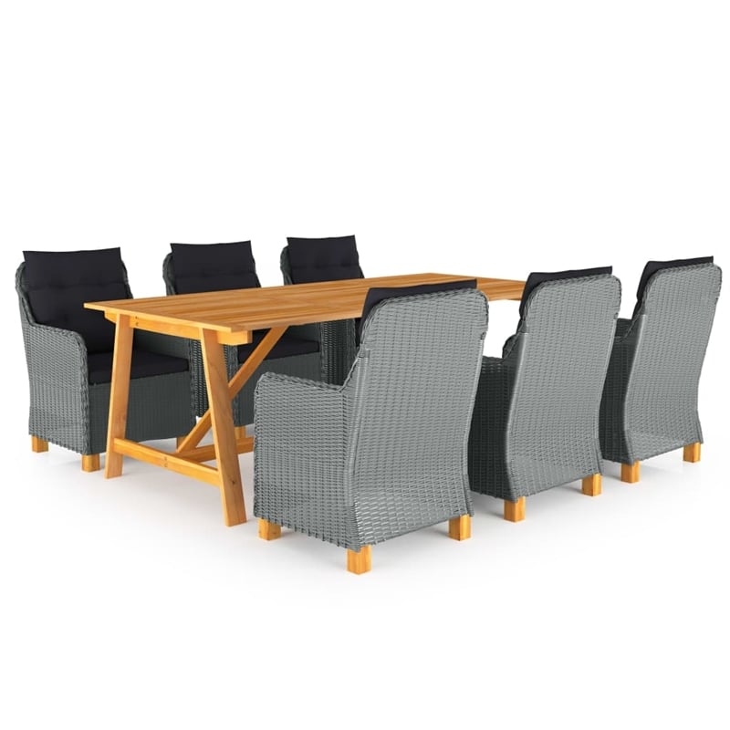 Afuera Living Contemporary Solid Wood Dining Set in Light Gray/Black